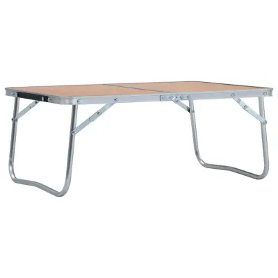 The Living Store Zložljiva miza za kampiranje rjava iz aluminija 60x40 cm - Zložljiva Miza Za Kampiranje