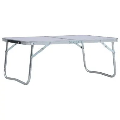 The Living Store Zložljiva miza za kampiranje bela iz aluminija 60x40 cm - Zložljiva Miza Za Kampiranje