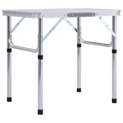 The Living Store Zložljiva miza za kampiranje bela iz aluminija 60x45 cm - Zložljiva Miza Za Kampiranje
