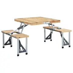 The Living Store Zložljiva miza za kampiranje s 4 sedeži jeklo aluminij - Miza In Stol Za Kampiranje