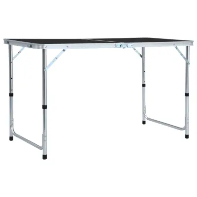 The Living Store Zložljiva miza za kampiranje siva iz aluminija 120x60 cm - Zložljiva Miza Za Kampiranje