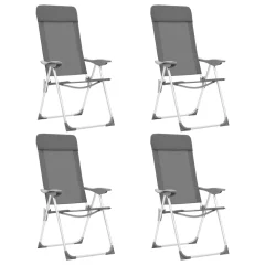 The Living Store Zložljivi stoli za kampiranje 4 kosi sive barve aluminij - Stol Za Kampiranje