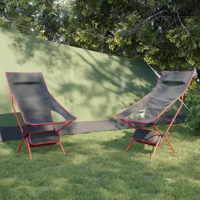 The Living Store Zložljivi stoli za kampiranje 2 kosa črna tkanina in aluminij - Stol Za Kampiranje