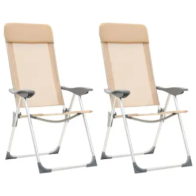The Living Store Zložljivi stoli za kampiranje 2 kosa kremne barve aluminij - Stol Za Kampiranje