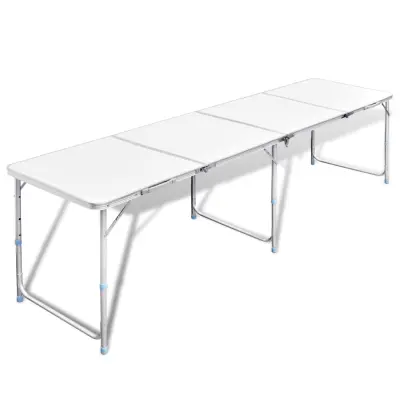 Zložljiva aluminijasta miza za kamp. z nastavljivo višino 240 x 60 cm - Vrtna Miza