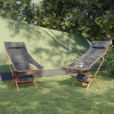 The Living Store Zložljivi stoli za kampiranje 2 kosa črna tkanina in aluminij - Stol Za Kampiranje