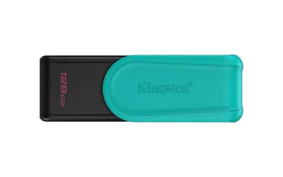 USB disk Kingston 128GB DT Exodia S, 3.2 Gen1, črn/turkizen, z vrtljivim pokrovčkom