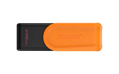 USB disk Kingston 256GB DT Exodia S, 3.2 Gen1, črn/oranžen, z vrtljivim pokrovčkom