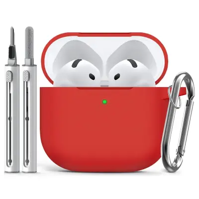 Silikonski ovitek za AirPods 4 s čistilnim kompletom, obesek za ključe, različica 2024