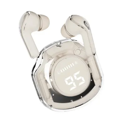 Bluetooth 5.3 Crystal Earbuds, Mini LED Power Display, In-Ear slušalke