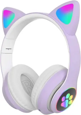 Bluetooth igralne slušalke Cat Ear LED, zložljive naglavne slušalke za otroke/odrasle
