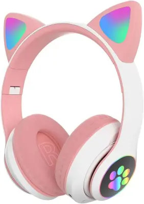 Bluetooth igralne slušalke Cat Ear LED, zložljive naglavne slušalke za otroke/odrasle