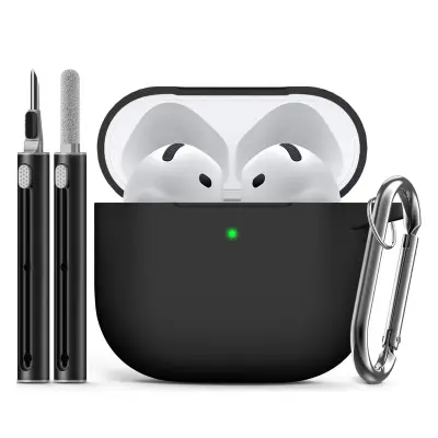 Silikonski ovitek za AirPods 4 s čistilnim kompletom, obesek za ključe, različica 2024