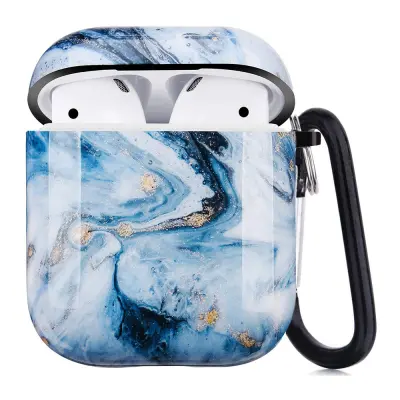 Trden ovitek za slušalke AirPods 1/2 z obeskom za ključe, ovitek, odporen na udarce, proti izgubi