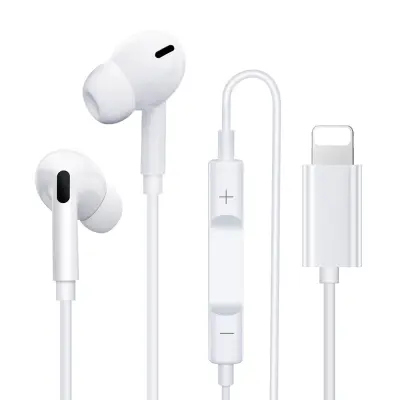 Žične ušesne slušalke Lightning za iPhone, ravna glava, v uho, upravljanje z žico