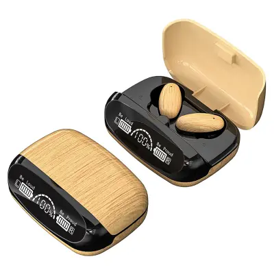 Slušalke Bluetooth 5.2 Vintage Wood, HiFi stereo, odpravljanje šumov, IPX6