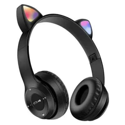 Otroške Bluetooth slušalke z mačjim ušesom, zložljive brezžične slušalke z LED mikrofonom