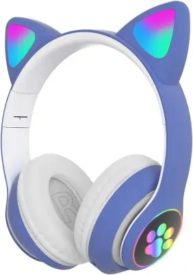 Bluetooth igralne slušalke Cat Ear LED, zložljive naglavne slušalke za otroke/odrasle