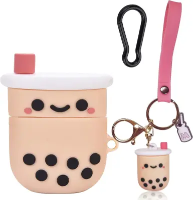 Prikupen ovitek za slušalke AirPods Pro, roza Boba Milk Tea silikon z obeskom za ključe
