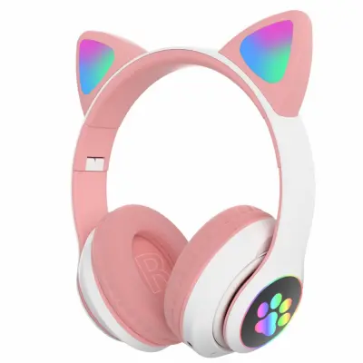 Brezžične Bluetooth slušalke Cat Ear z LED lučkami in mikrofonom – čez uho