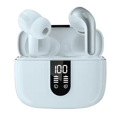 Prave brezžične slušalke Bluetooth z LED zaslonom in etuijem za polnjenje, za v uho