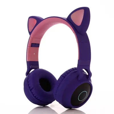 Otroške slušalke Bluetooth z mačjimi ušesi, LED lučko, mikrofonom, žično/brezžično