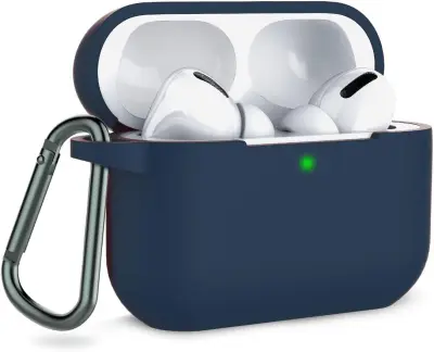 Silikonski ovitek za slušalke AirPods Pro z obeskom za ključe, mornarsko modra, odporna na udarce