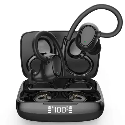 Športne ušesne slušalke Bluetooth 5.3, mikrofon ENC, LED zaslon, glavne slušalke, tek