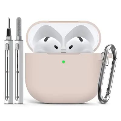 Silikonski ovitek za AirPods 4 s čistilnim kompletom, obesek za ključe, različica 2024