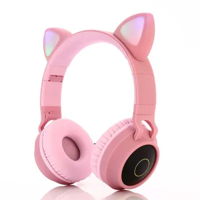 Otroške slušalke Bluetooth z mačjimi ušesi, LED lučko, mikrofonom, žično/brezžično