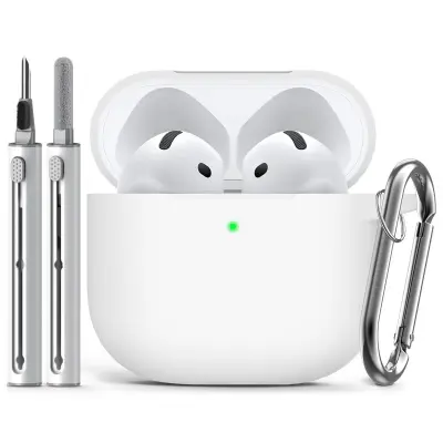 Silikonski ovitek za AirPods 4 s čistilnim kompletom, obesek za ključe, različica 2024