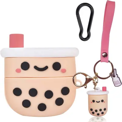 Prikupen ovitek za slušalke AirPods Pro, roza Boba Milk Tea silikon z obeskom za ključe