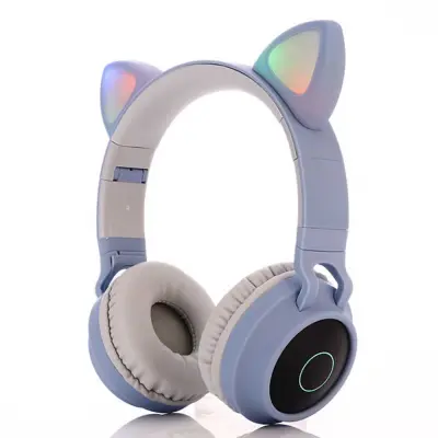 Otroške slušalke Bluetooth z mačjimi ušesi, LED lučko, mikrofonom, žično/brezžično