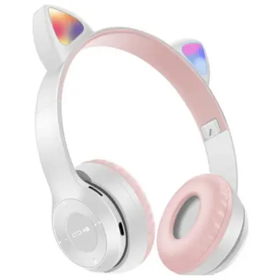 Otroške Bluetooth slušalke z mačjim ušesom, zložljive brezžične slušalke z LED mikrofonom