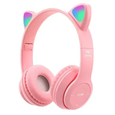 Otroške Bluetooth slušalke z mačjim ušesom, zložljive brezžične slušalke z LED mikrofonom