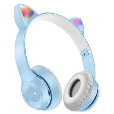 Otroške Bluetooth slušalke z mačjim ušesom, zložljive brezžične slušalke z LED mikrofonom