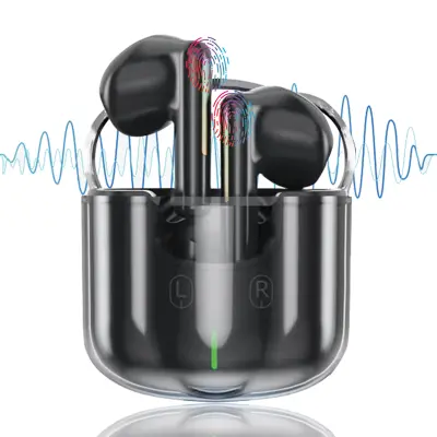 Prozorne ušesne slušalke Bluetooth 5.3, brezžične slušalke za vstavljanje v uho, globoki basi
