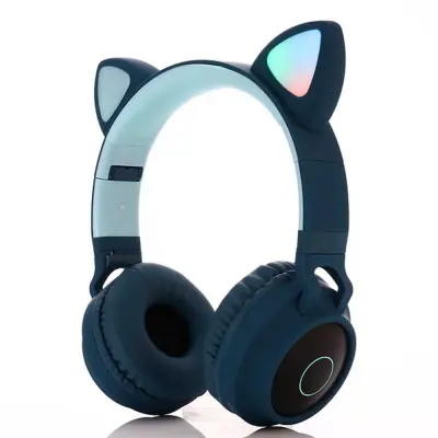 Otroške slušalke Bluetooth z mačjimi ušesi, LED lučko, mikrofonom, žično/brezžično