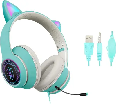 Igralne slušalke Cat Ear, stereo slušalke Bluetooth z LED lučko, mikrofon