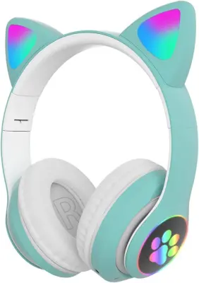 Bluetooth igralne slušalke Cat Ear LED, zložljive naglavne slušalke za otroke/odrasle