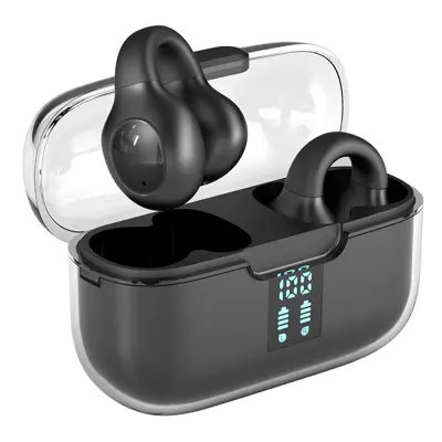 Bluetooth 5.3 odprte ušesne slušalke, pripenjanje, LED ohišje, šport, mikrofon