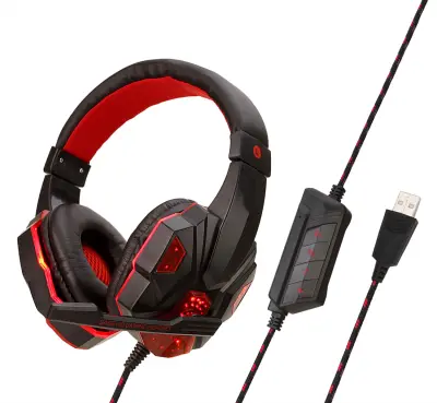 Stereo igralne slušalke PS4/PC 7.1, mikrofon za upravljanje šumov, LED lučka