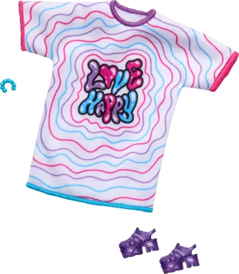 Mattel Barbie: Modni komplet - Črno-bela črtasta obleka s pečatom (HRH38)