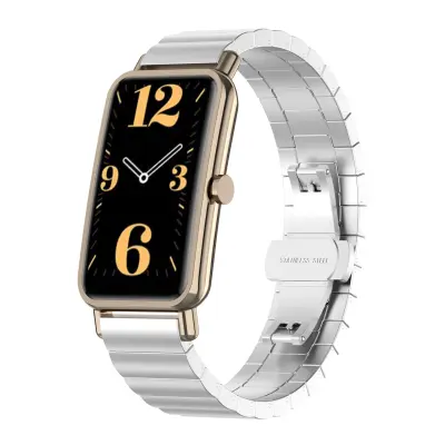 Pašček za uro iz roza zlata iz nerjavečega jekla za Huawei Watch Fit Mini Silver