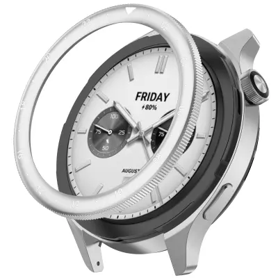 Okvir za uro iz nerjavečega jekla za Xiaomi Watch S4/S3   Dvojni časovni pas srebrno-bela