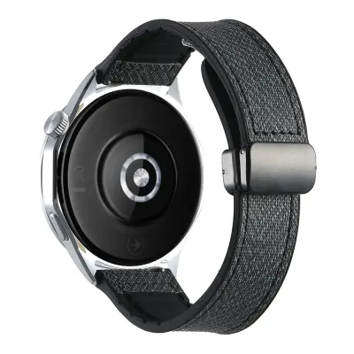 Eleganten 20 mm črn denim silikonski magnetni pašček za uro