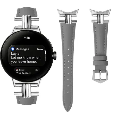 Pašček iz pravega usnja za Google Pixel Watch 3 Grey 45 mm