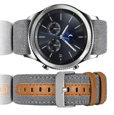 Pašček za uro iz pravega usnja za Samsung Galaxy Watch 3 40 mm 42 mm Grey
