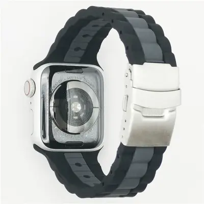 Dvobarvni silikonski pašček za uro za Apple Watch Series 1-7 & SE Black+Grey