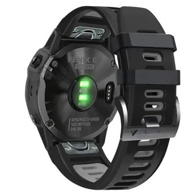 Silikonski pašček za uro, dvobarvni dizajn Black+Grey 22 mm